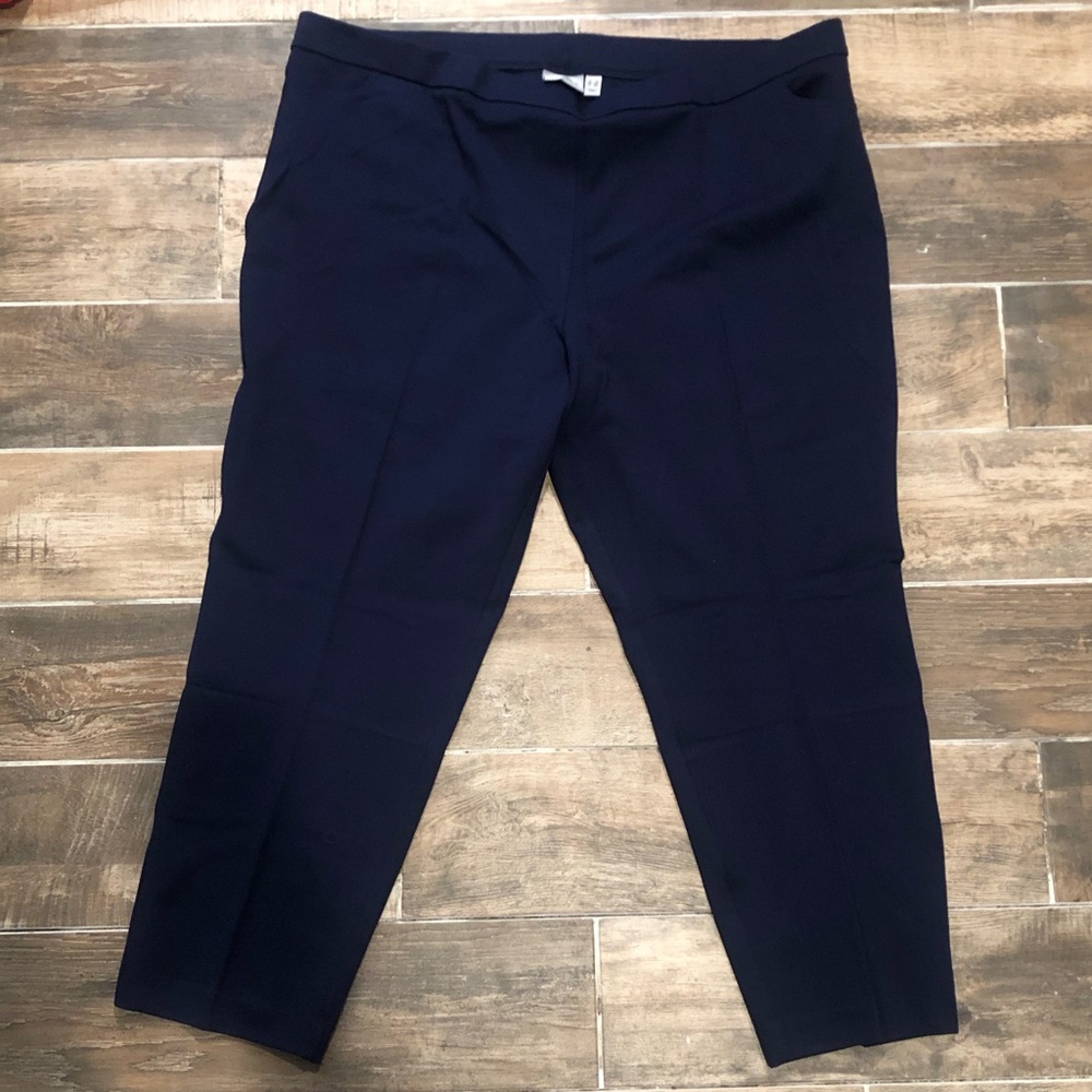 GRAVER Susan‎ Graver Stretch Slim Leg Ankle Pants Plus Size 3X Navy Blue NWOT